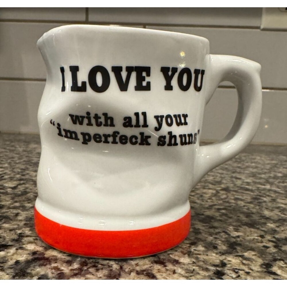 Vtg Houston Foods Mug “I LOVE YOU with all your imperfeck shuns” Coffee Cup
